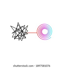 Tangle tangled and untangled. Abstract metaphor, concept of solving problems in business. Vector illustration