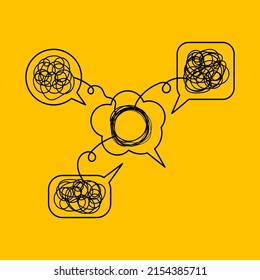 Tangle tangled and untangled. Abstract metaphor, concept of solving problems in business. Vector illustration