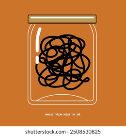 A tangle thread inside the jar. Isolated Vector Illustration