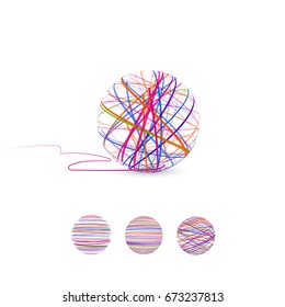 Tangle vector illustration. Ball of thread for knitting.