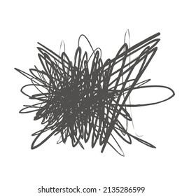 Tangled abstract scribble hand drawn line. Doodle vector tangles, black ines, circles. abstract scribble shape. chaos, depression, aggression, evil