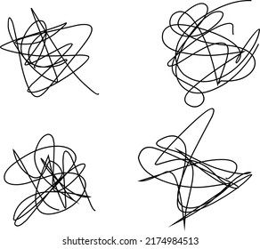 Tangled abstract scribble with hand drawn line. Doodle elements. Isolated sketch on white background. Vector illustration