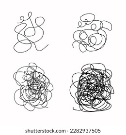 Garabato abstracto enredado con línea dibujada a mano. Elementos Doodle. Esbozo aislado sobre fondo blanco. Ilustración del vector