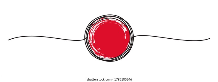 Banner enmarañado con la mano de círculo garabateado dibujada con la forma de línea delgada, divisor. Aislado sobre fondo blanco. Ilustración del vector