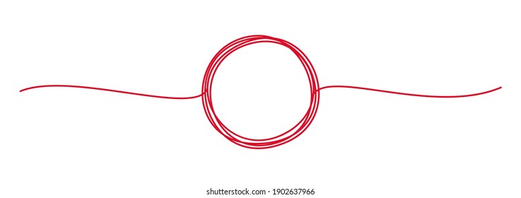 Tangled banner with scribbled circle hand drawn with thin line, divider shape. Isolated on white background. Vector illustration