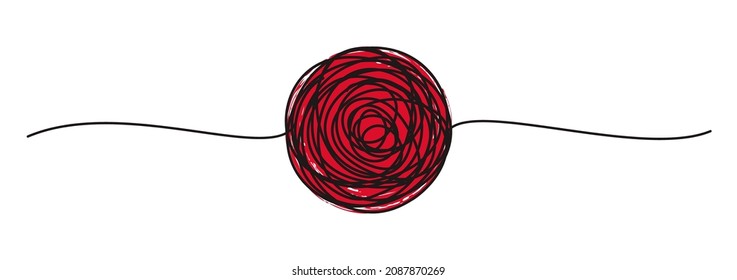 Tangled banner with scribbled circle hand drawn with thin line