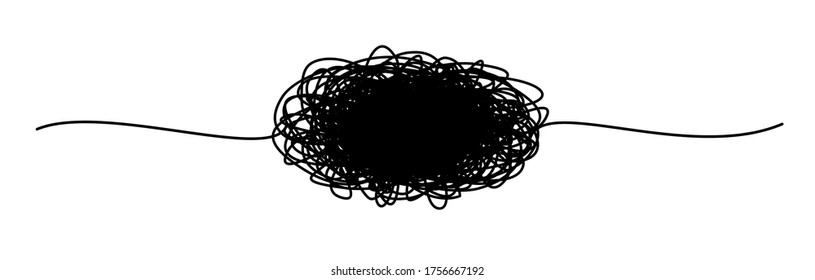 Banner enmarañado con mano ovalada garabateada dibujada con línea delgada, forma divisora. Aislado sobre fondo blanco. Ilustración del vector