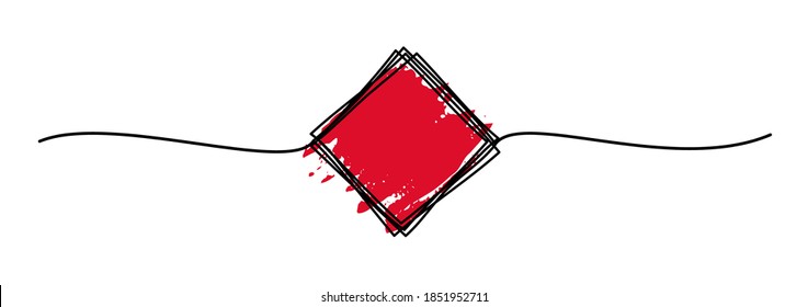 Tangled Banner mit gezwirntem Quadrat Hand gezeichnet mit dünner Linie, Teilerform. Einzeln auf weißem Hintergrund. Vektorgrafik