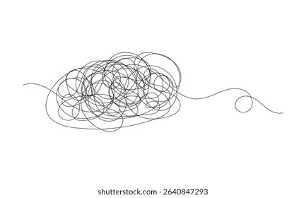 Tangled black thread on white background. Vector Illustration . EPS 10 . 