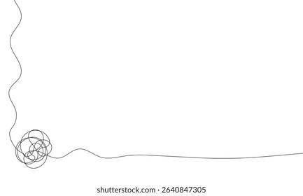 Tangled black thread on white background. Vector Illustration . EPS 10 . 