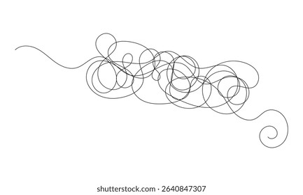 Tangled black thread on white background. Vector Illustration . EPS 10 . 