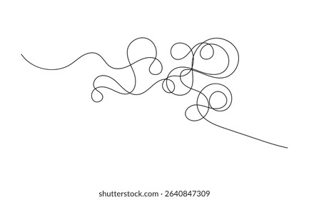 Tangled black thread on white background. Vector Illustration . EPS 10 . 