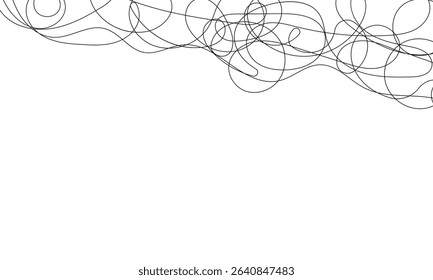 Tangled black thread on white background. Vector Illustration . EPS 10 .  