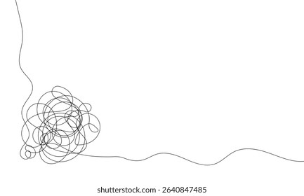 Tangled black thread on white background. Vector Illustration . EPS 10 .  