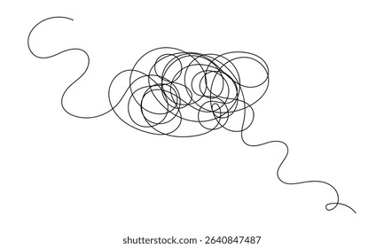 Tangled black thread on white background. Vector Illustration . EPS 10 .  
