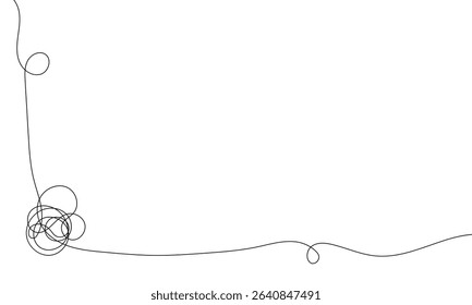 Tangled black thread on white background. Vector Illustration . EPS 10 .  