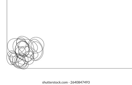 Tangled black thread on white background. Vector Illustration . EPS 10 .  