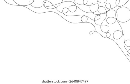 Tangled black thread on white background. Vector Illustration . EPS 10 .  