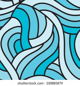 Tangled blue seamless pattern.