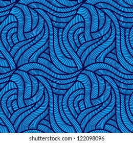 Tangled blue seamless pattern.