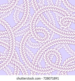 Tangled braids vector seamless pattern