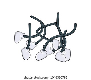 tangled cartoon legs isolated on white background
