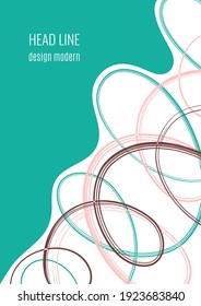 Tangled chaotic doodles on white, colored wave, space for text. Creative template for your design. Vector illustration