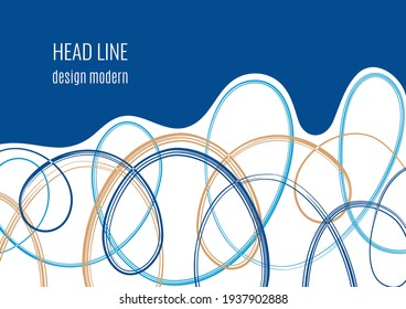 Doodles caóticos enredados sobre olas blancas de colores, espacio para el texto. Plantilla creativa para su diseño. Ilustración del vector