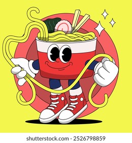 TANGLED CUP RAMEN MASCOT CHARACTER ILLUSTRATION
