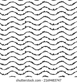 Tangled curved line seamless pattern. Handwritten doodles. Lines and shapes. Handwritten marker design elements on white background.