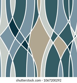 Tangled curvy lines seamless pattern, vector repeat endless background, artistic stripes trendy tiling wallpaper motif. Usable for fabric, wallpaper, wrapping, web and print.