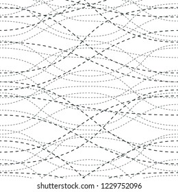 Tangled curvy lines seamless pattern, vector repeat endless background, artistic stripes trendy tiling wallpaper motif. Usable for fabric, wallpaper, wrapping, web and print