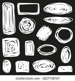 Veränderte geometrische Formen. Zufällige chaotische Linien. Handgezeichnete geometrische Schrott. Schwarz-Weiß-Illustration