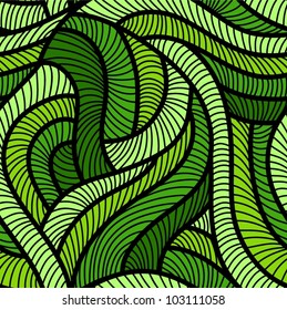 Tangled green seamless pattern.