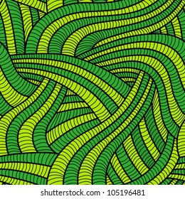 Tangled green seamless pattern.