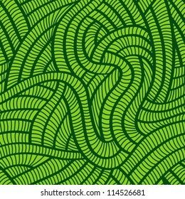Tangled green seamless pattern.