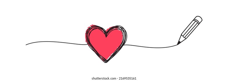 Tangled Grungy Heart Scribble Drawn Pencil Stock Vector (Royalty Free ...