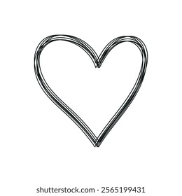 Tangled grungy heart scribble hand drawn with thin line vector illustration. Isolated on a white background.Symbol of affection and feelings.