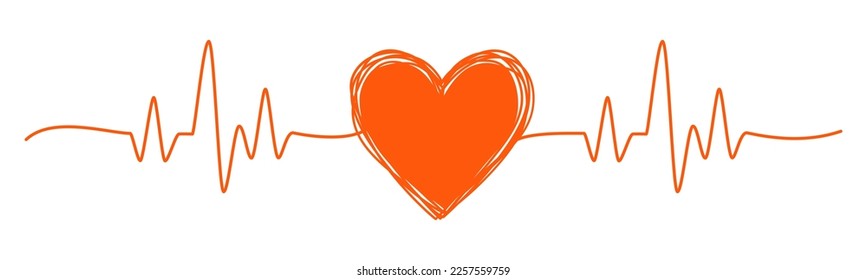 Tangled grungy HEARTBEAT hand drawn scribble isolated on white background
