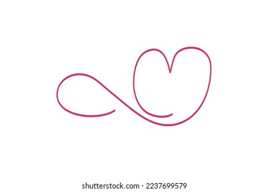Dibujo de línea delgada dibujado a mano redondeada, con forma de corazón dibujado a mano alzada. corazón garabato. Latido de corazón y amor. la palabra amor en el corazón lindo. para decorar el adorno de bodas para el día de San Valentín.