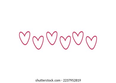 Dibujo de línea delgada dibujado a mano redondeada, con forma de corazón dibujado a mano alzada. corazón garabato. Latido de corazón y amor. la palabra amor en el corazón lindo. para decorar el adorno de bodas para el día de San Valentín.