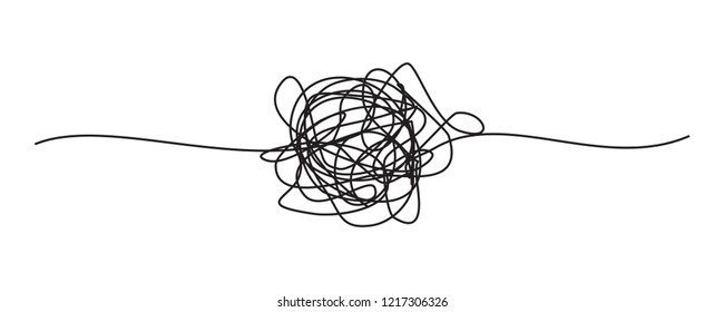 Tangled grungy round scribble hand drawn with thin line, divider shape. Vector illustration