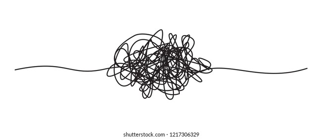 Tangled grungy round scribble hand drawn with thin line, divider shape. Vector illustration