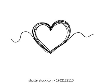 Tangled grungy round scribble hand drawn with thin line, divider shape. Isolated on white background. Vector illustration