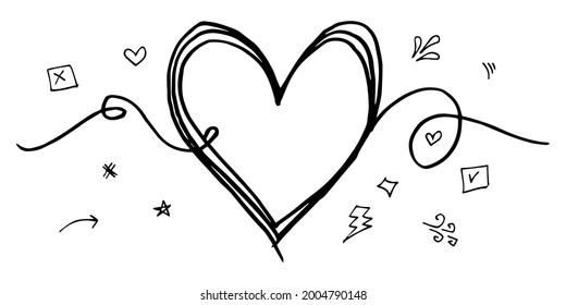 Tangled grungy round scribble hand drawn with thin line, divider shape. Isolated on white background. Vector illustration