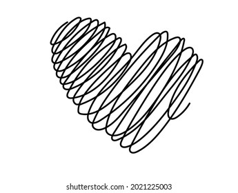 Tangled grungy round scribble hand drawn with thin line, divider shape. 
Isolated on white background. Vector illustration