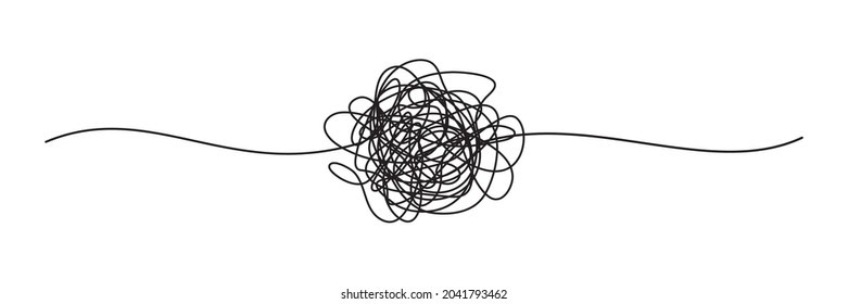 Tangled grungy round scribble hand drawn with thin line, divider shape. Vector illustration