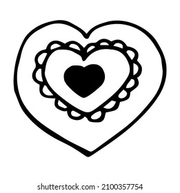 Tangled grungy round scribble hand drawn with thin line, divider shape. Isolated on white background. Vector illustration