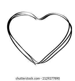 Tangled grungy round scribble hand drawn with thin line, divider shape. Isolated on white background. Vector illustration