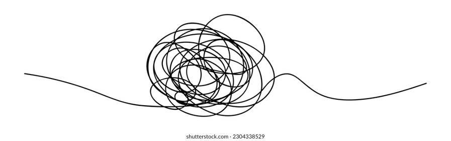 Tangled grungy round scribble, vector illustration.